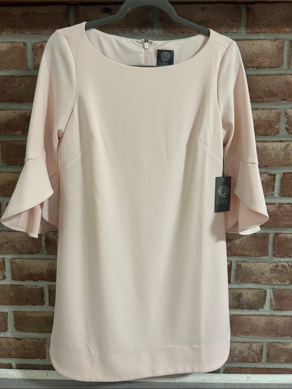 Vince Camuto Pale Blush Ruffle-Sleeve Shift Dress